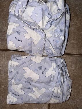Jessica Lavender Polar Bear Pajama Set with White Print medium 10/12